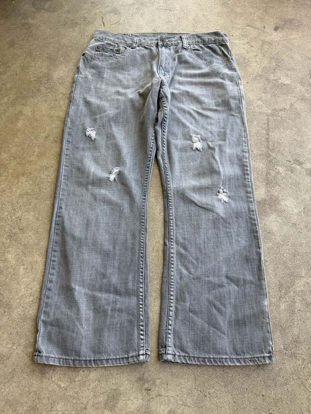 Flypaper Y2K  Men's Gray Distressed Bootcut Jeans 34x30